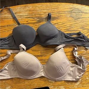 Women's Intimates Underwire Bra Set - Gray and Cream